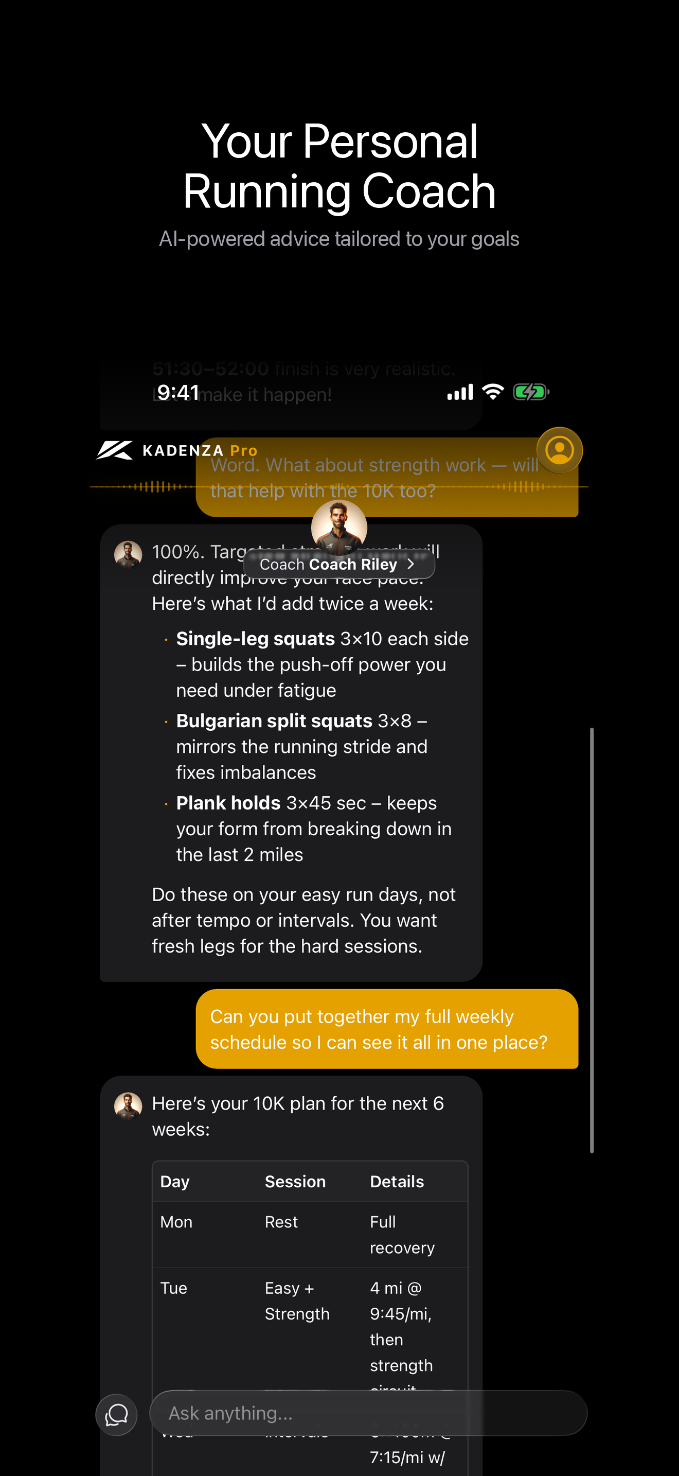 Kadenza Chat - AI coaching conversation