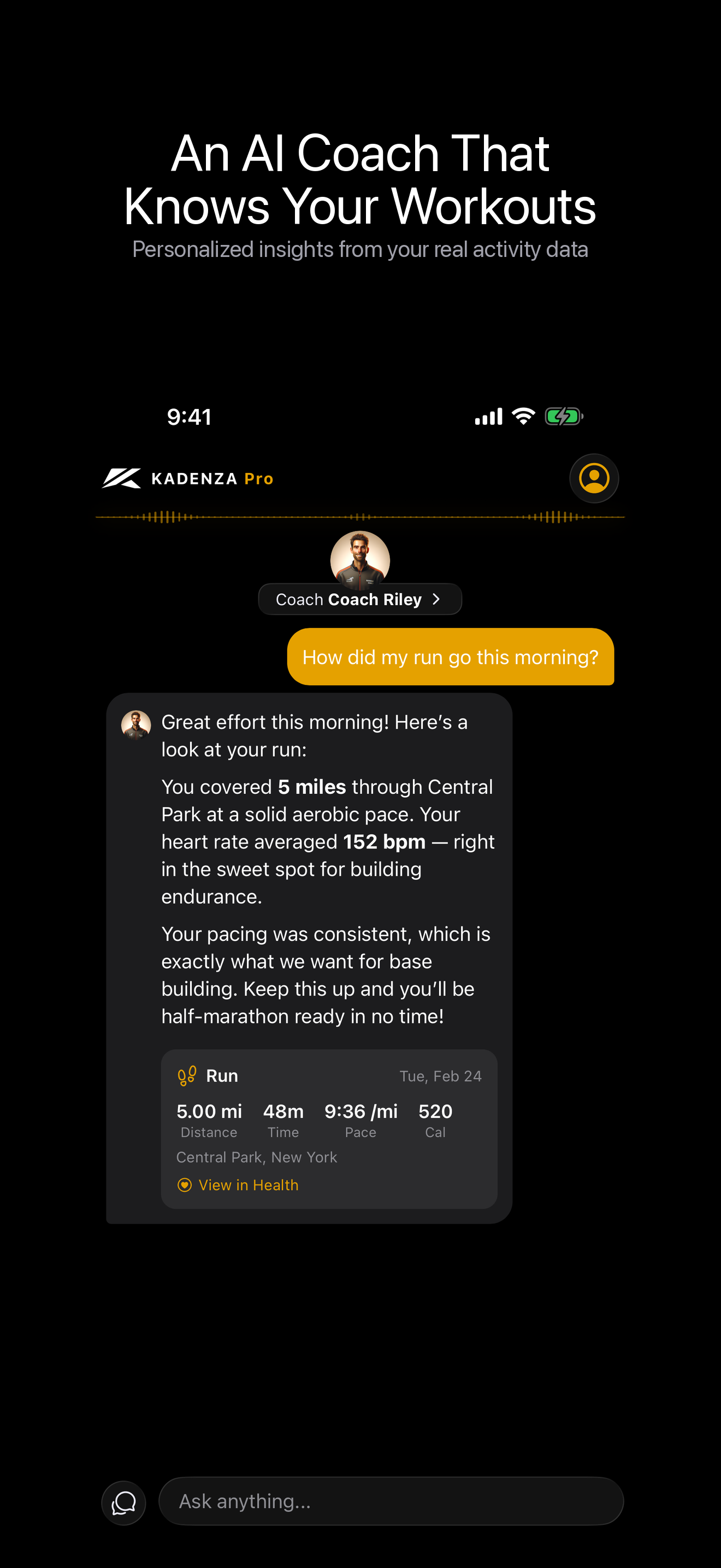 Kadenza Chat with activity analysis